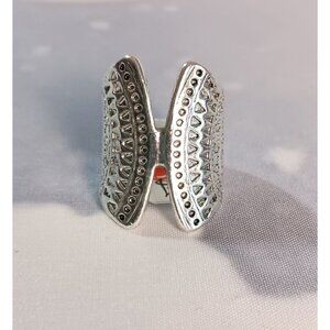 Boho Silvertone Corset Mandala Statement Ring Size 8 NWT Fashion Jewelry Gift